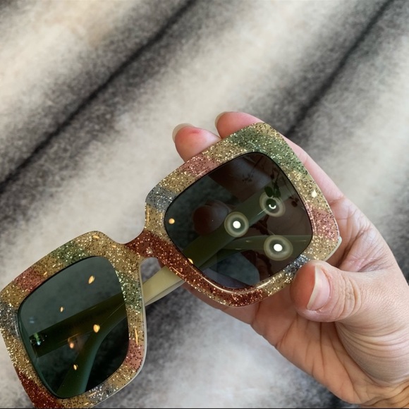 Gucci GG0328S 004 Rainbow Square Sunglasses main image 8